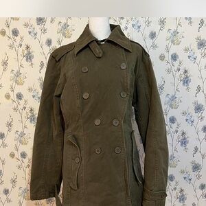Olive Double-Breasted Women's Coat